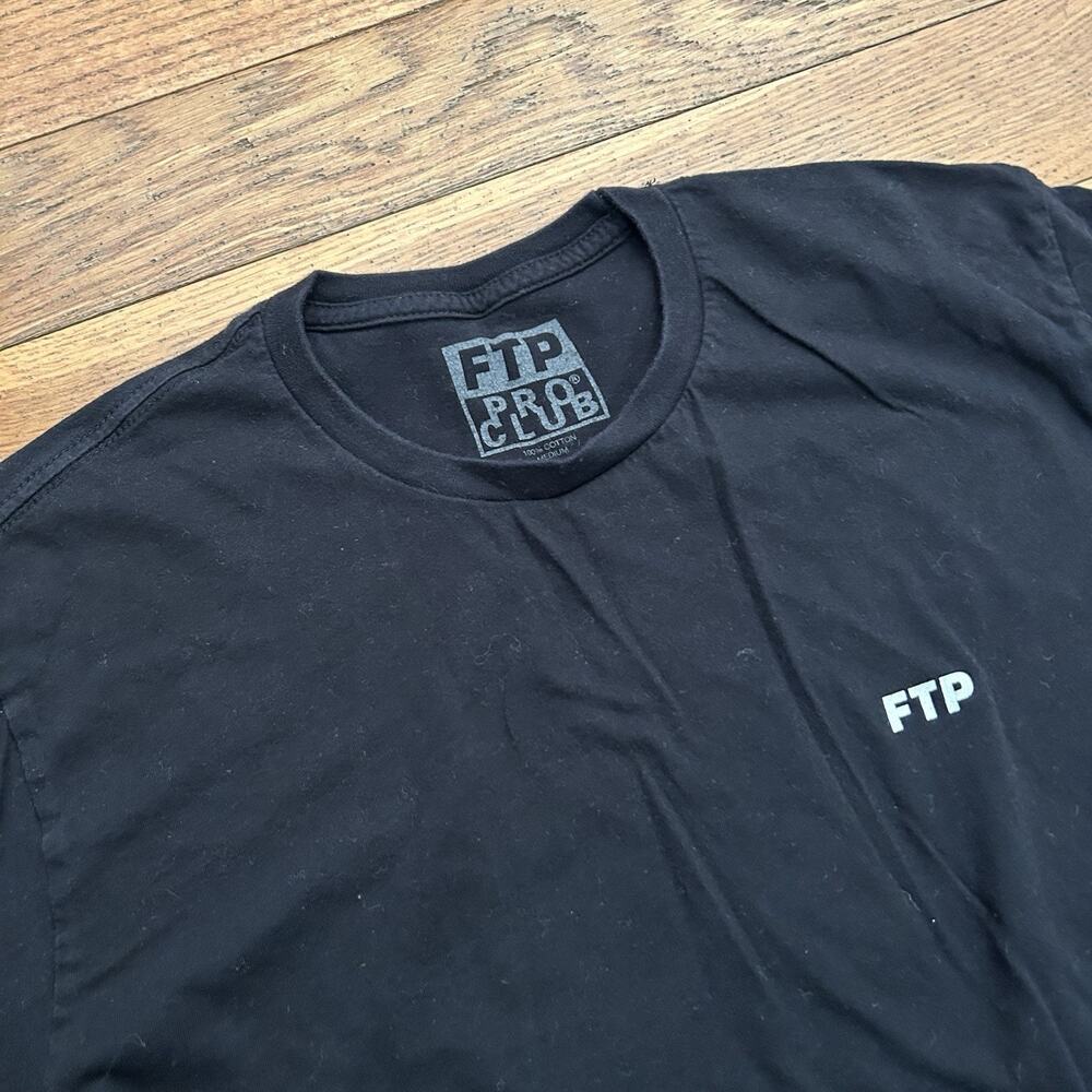 FTP Pro Club Blank Black Tee Shirt Medium - Picture 2 of 6